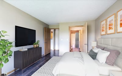 Cozy bedroom interior with modern decor