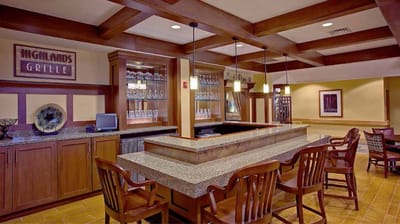 Interior view of a dining area in a senior living facility