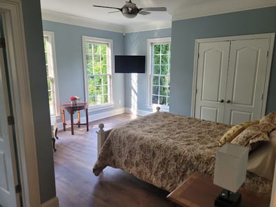 Bright, airy private resident room with large windows