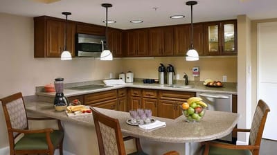 Well-equipped kitchen in a senior living facility