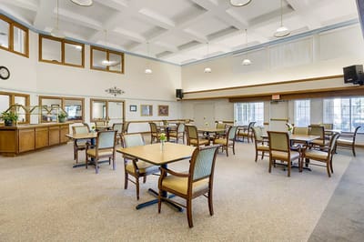 Interior dining area with tables and chairs