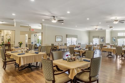 Dining room with tables set for meals