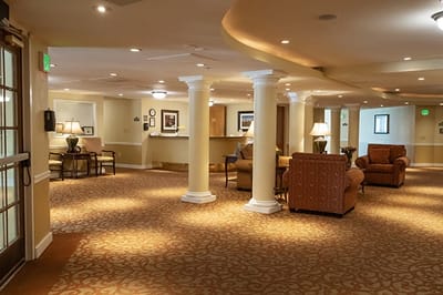 Interior view of a welcoming lobby with seating