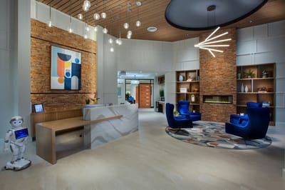 Interior lobby area with modern design and decor
