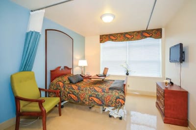 Brightly decorated resident room with an inviting atmosphere