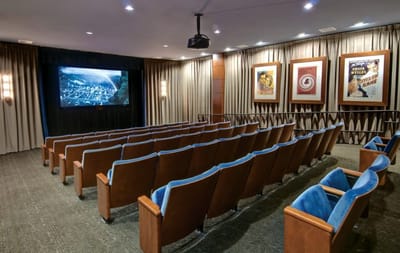 Interior view of a theater room with seating