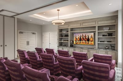 Interior view of a common area with seating