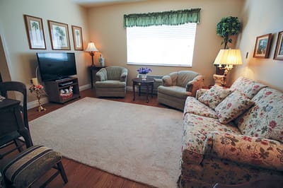 Cozy common area with seating and decor