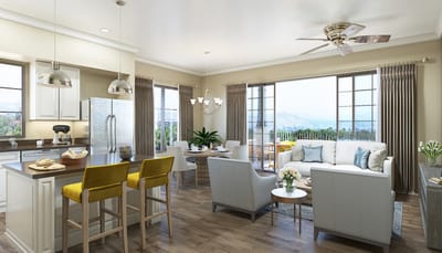 Bright and spacious interior living area with a view