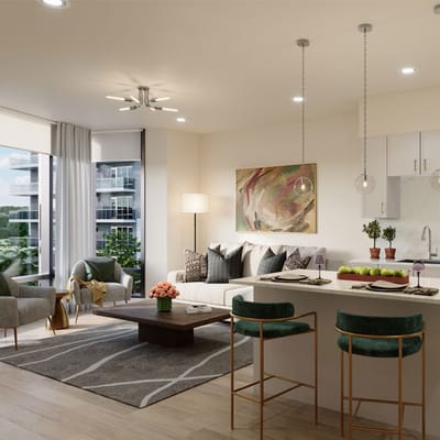Modern interior of a senior living apartment