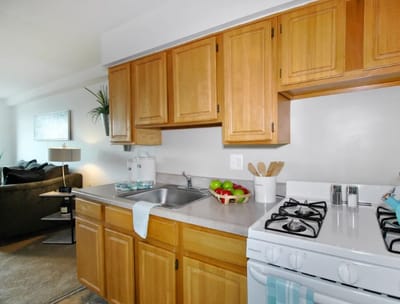 Bright kitchen area in a resident unit