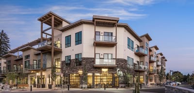 Exterior view of a modern assisted living facility
