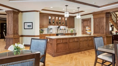 Bright dining area with a modern kitchen
