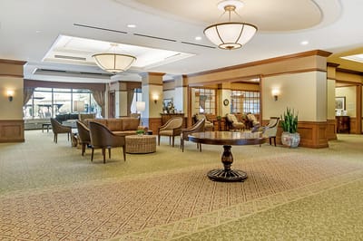 Interior common area with seating and natural light