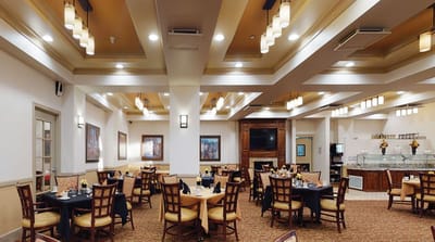 Interior dining area with tables and decor