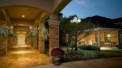 Welcoming entrance area with landscaped gardens
