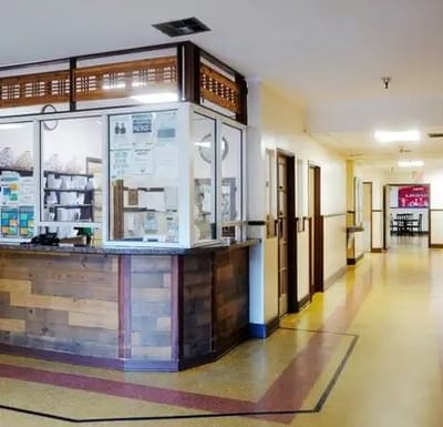 Interior view of the reception area at Grandview Retirement Center
