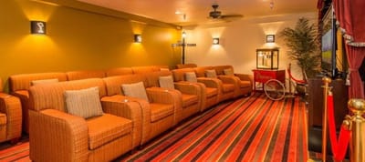 Cozy seating area in a bright common room