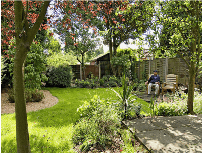 Resident enjoying the garden at Digby Manor