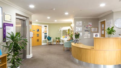 Interior view of a welcoming reception area.
