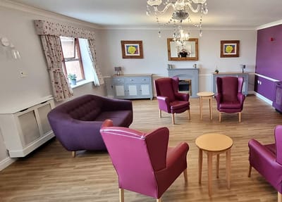 Bright common area with seating and decor
