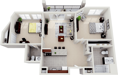 Architectural floor plan of a resident unit