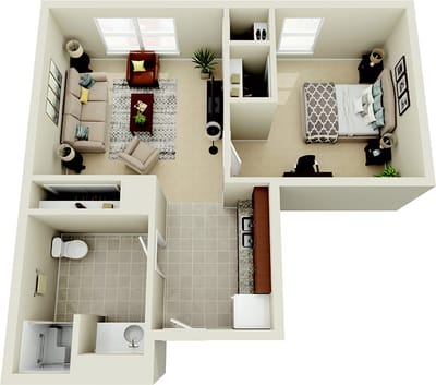 A floor plan layout of a two-bedroom apartment