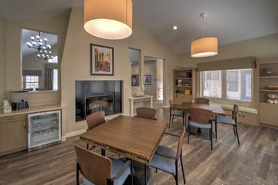 Bright common area with tables and chairs
