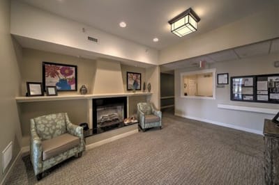 Interior of a welcoming common area with seating
