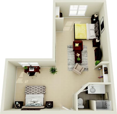 Floor plan of a private resident room