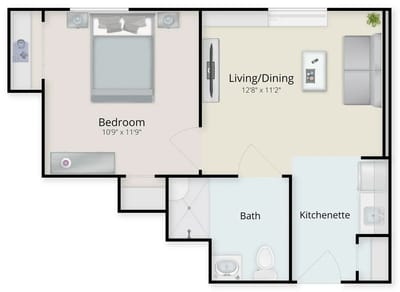 Architectural floor plan of a resident unit