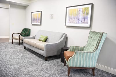 Stylish seating area in a senior living facility