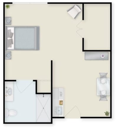 Architectural floor plan of a resident room