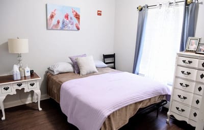 Cozy resident room with a bed and decor