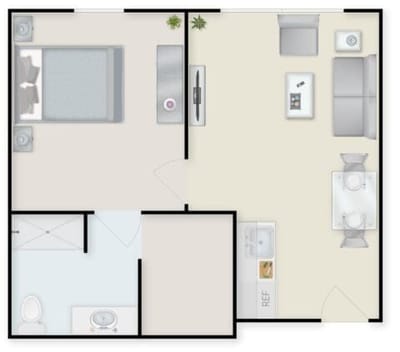 Architectural floor plan of a resident unit