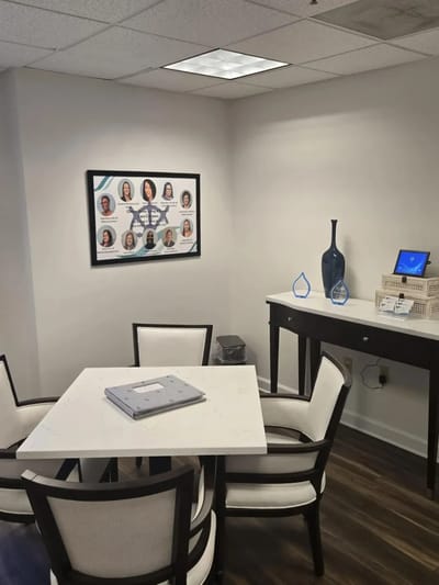Cozy interior meeting area with seating and decor
