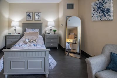 Cozy private resident room with decor and furnishings