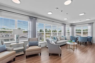 Bright common area with comfortable seating
