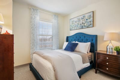 Cozy bedroom setup in assisted living facility