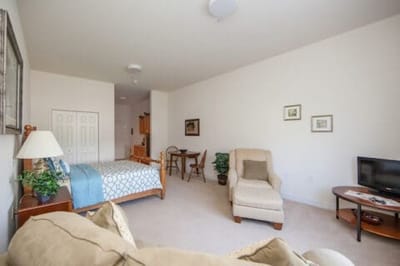 Private resident room with furniture and decor