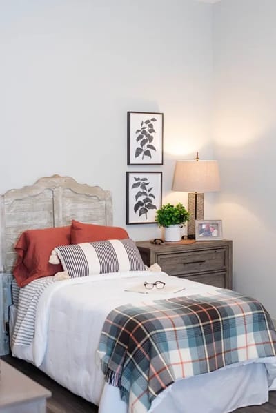 Cozy bedroom setup with decor and plants