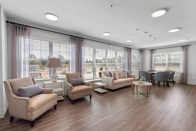 Bright and welcoming common area with comfortable seating