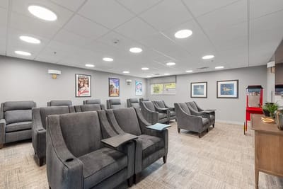 Bright common area with comfortable seating