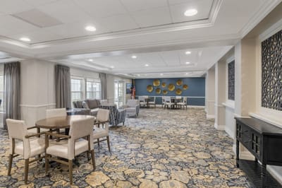 Common area with seating and decorative features