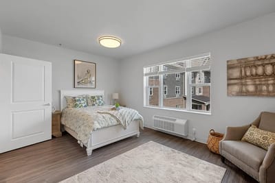 Bright interior of a well-furnished resident room