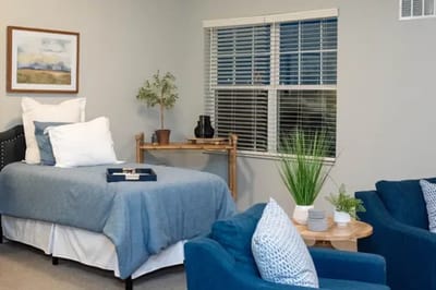 Cozy interior of a resident room with plants
