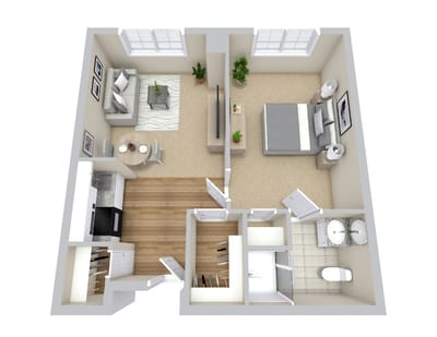 Floor plan of a private resident suite