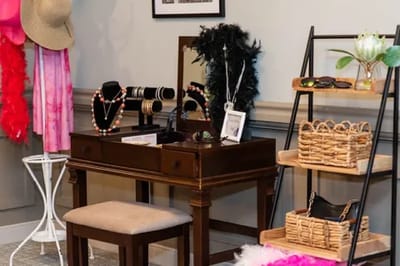 Decorative table setup with accessories in an activity room