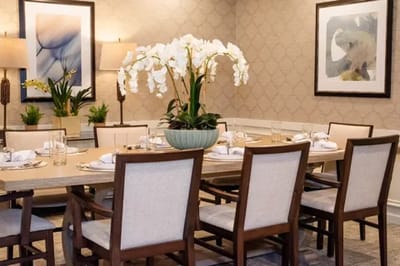 Elegant dining room set up for meals
