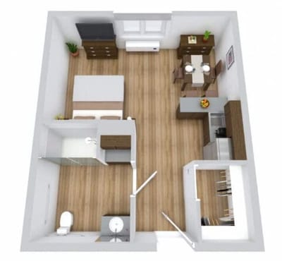 Architectural layout of a senior living unit